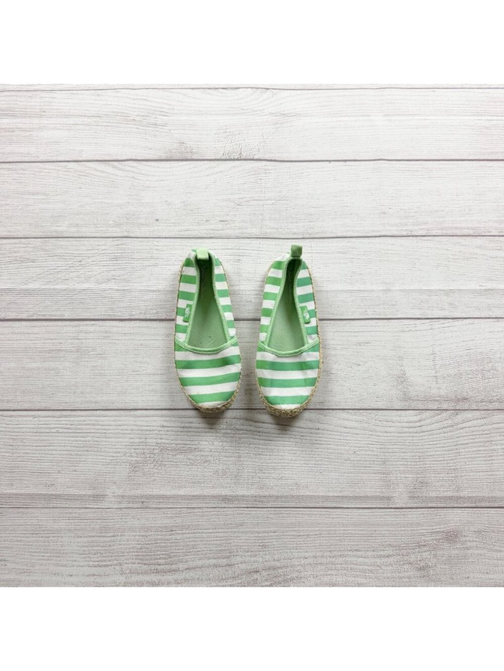 Hanna Andersson Girls Green & White Striped Emelie Espadrilles Casual Shoes US 1